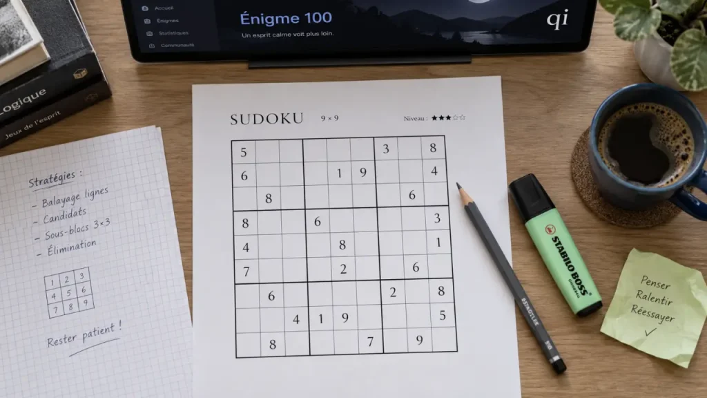 grilles-sudoku.net énigme 100 de qi : grille Sudoku 9×9
